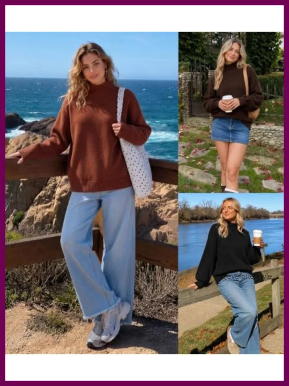 Oversized Turtleneck Sweater, Drop Shoulder, Fuzzy Chunky Long Sleeve